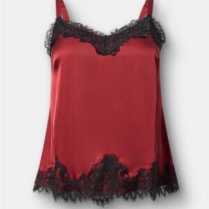 Torrid Red Satin Chemise with Black Lace